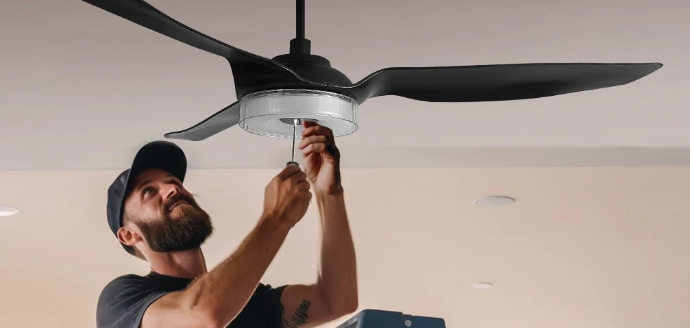 This image is about fixing the ceiling fan